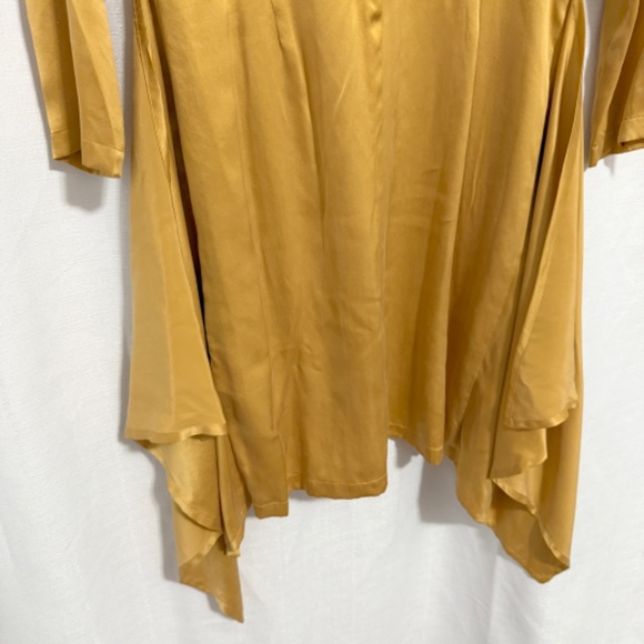 Vintage 1990s Mary Jo Bruno Deadstock Mustard Yellow Silk Dress Size 4 - Picture 7 of 11